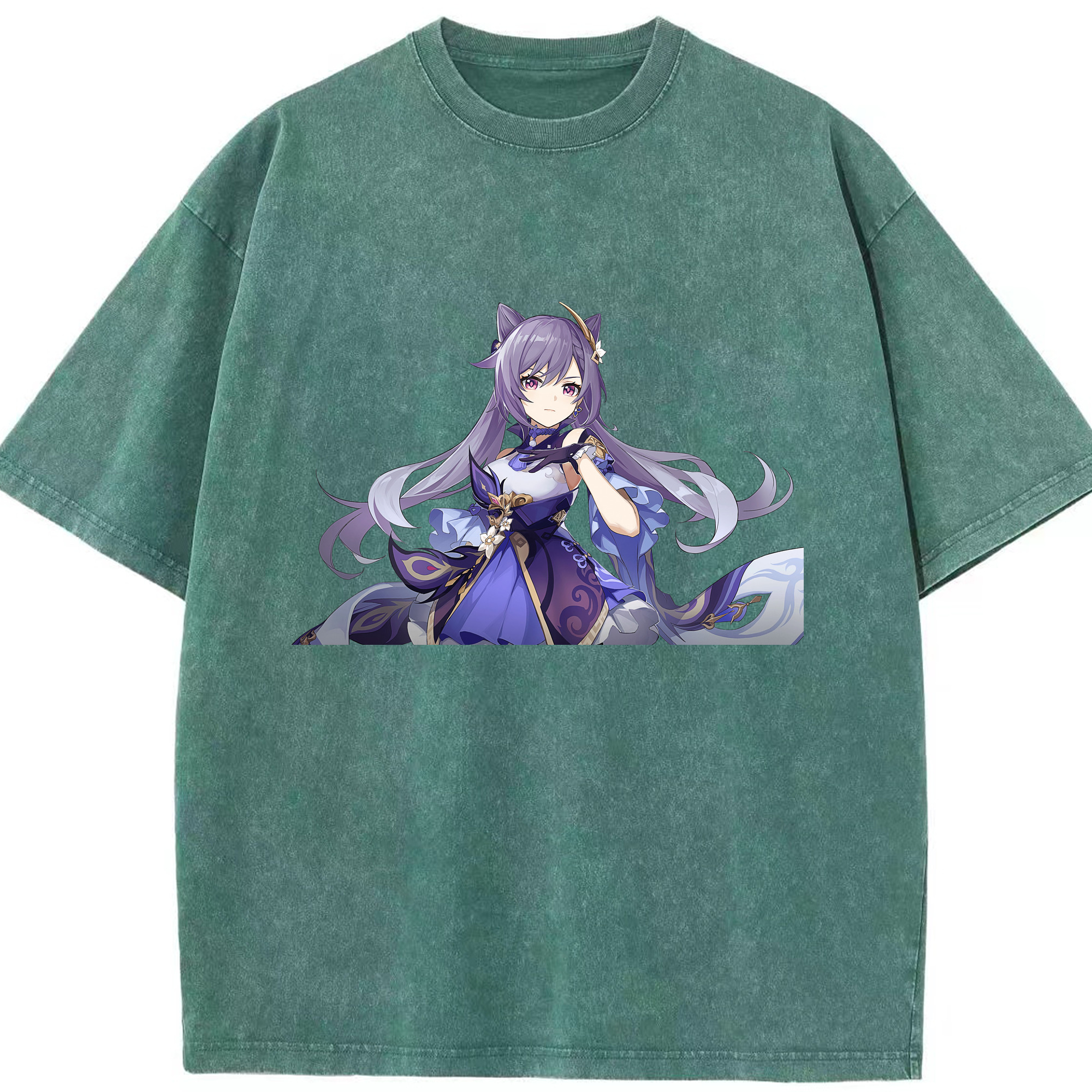 げんし神 刻晴 こくせい genshin Kokusei 綿100% ヴィンテージ風 半袖Tシャツ（フロントプリント）